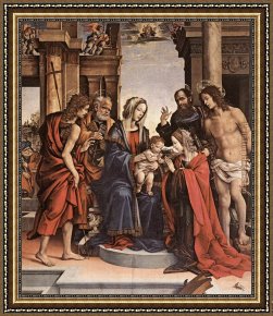 The Mystic Marriage of St. Catherine Framed Paintings - The Marriage of St Catherine by Filippino Lippi
