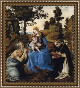 The Mystic Marriage of St. Catherine Framed Paintings - The Virgin and Child with Sts by Filippino Lippi