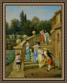 Maggiore Framed Paintings - Count Borromeos Villa on Isola Betta Opposite Stresa on Late Maggiore by Filippo Indoni