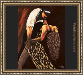 Flamenco Dancer with Fan Framed Paintings - Averil Elaziz Just Tango by Flamenco Dancer