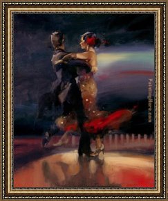 Flamenco Dancer with Fan Framed Paintings - dance series I by Flamenco Dancer