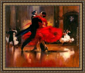 Flamenco Dancer with Fan Framed Paintings - dance series II by Flamenco Dancer