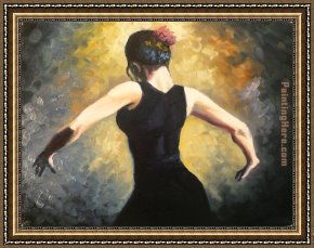 Flamenco Dancer with Fan Framed Paintings - flamenco dancer 4 by Flamenco Dancer