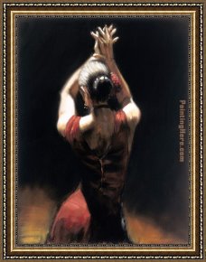 Flamenco Dancer with Fan Framed Paintings - Flamenco Dancer by Flamenco Dancer