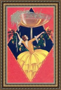 Violin And Glass Framed Paintings - Flamenco Dancer with Giant Champagne Glass by Flamenco Dancer