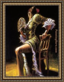 Flamenco Dancer with Fan Framed Paintings - Flamenco DancerII by Flamenco Dancer