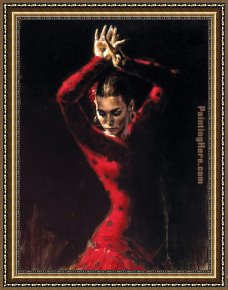 Flamenco Dancer with Fan Framed Paintings - Lunaresnegros ii by Flamenco Dancer