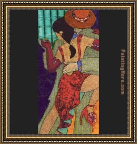 In The Rhythm of Tango Framed Paintings - Penny Feder Tango Night II by Flamenco Dancer