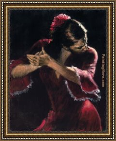 Flamenco Dancer with Fan Framed Paintings - Study for Flamenco by Flamenco Dancer