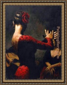 Flamenco Dancer with Fan Framed Paintings - tablado by Flamenco Dancer
