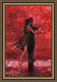 Flamenco Dancer with Fan Framed Paintings - Tango Romance by Flamenco Dancer