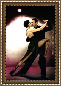 In The Rhythm of Tango Framed Paintings - The Temptation of Tango by Flamenco Dancer