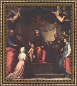 The Mystic Marriage of St. Catherine Framed Paintings - The Marriage of St Catherine of Siena by Fra Bartolommeo