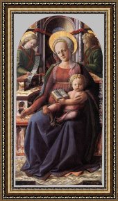Virgin Enthroned with Angels Framed Paintings - Madonna and Child Enthroned with Two Angels by Fra Filippo Lippi