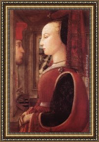 Portrait of a Woman Framed Paintings - Portrait of a Man and a Woman by Fra Filippo Lippi