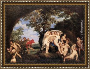 Diana And Acteon Framed Paintings - Diana and Actaeon by Francesco Albani