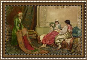 The Carpet Seller Framed Paintings - The Carpet Seller by Francesco Ballesio