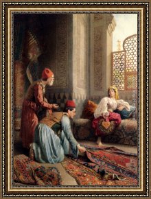 The Carpet Seller Framed Paintings - The Carpet Sellers by Francesco Ballesio