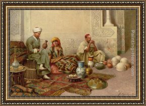 The Carpet Seller Framed Paintings - The Pottery Sellers by Francesco Ballesio