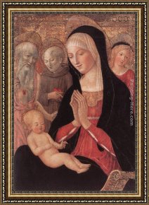 Madonna And Child with Saints And Angels Framed Paintings - Madonna and Child with Saints and Angels by Francesco Di Giorgio Martini