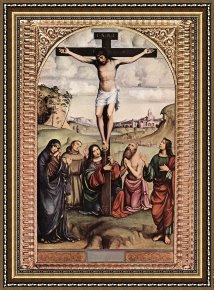Crucifixion Framed Paintings - Crucifixion by Francesco Francia