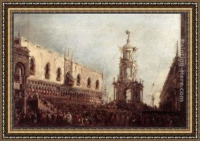 Carnival of Harlequin Framed Paintings - Carnival Thursday on the Piazzetta by Francesco Guardi