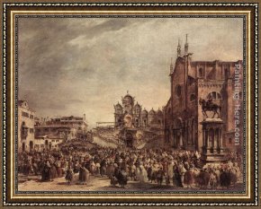 S. Francesco Della Vigna Church And Campo Framed Paintings - Pope Pius VI Blessing the People on Campo Santi Giovanni e Paolo by Francesco Guardi