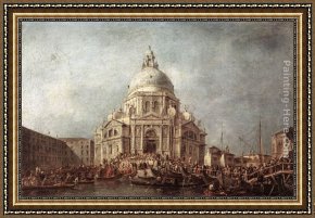 Salute Framed Paintings - The Doge at the Basilica of La Salute by Francesco Guardi