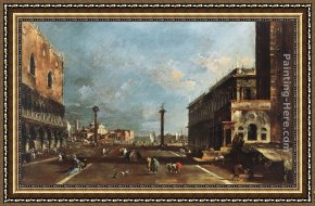 View of The Bacino Di San Marco Framed Paintings - View of Piazzetta San Marco towards the San Giorgio Maggiore by Francesco Guardi