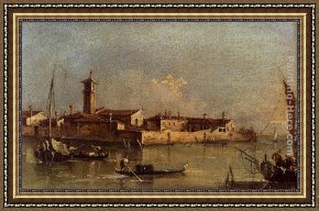 View of The Bacino Di San Marco Framed Paintings - View Of The Island Of San Michele Near Murano, Venice by Francesco Guardi