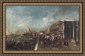 Santa Maria Della Salute Framed Paintings - View of the Molo towards the Santa Maria della Salute by Francesco Guardi