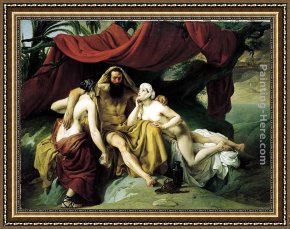 The Daughters of Judah in Babylon Framed Paintings - Lot and His Daughters by Francesco Hayez