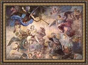 Saints Framed Paintings - Saint Cajetan Appeasing Divine Anger by Francesco Solimena