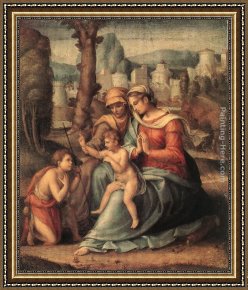 The Goat Amalthea with The Infant Jupiter And a Faun Framed Paintings - Madonna with Child, St Elisabeth and the Infant St John the Baptist by Francesco Ubertini Bacchiacca II