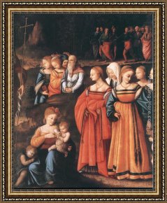 Saints Framed Paintings - The Preaching of Saint John the Baptist (detail) by Francesco Ubertini Bacchiacca II