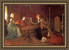 A Duet Framed Paintings - A Difficult Duet by Francis Davis Millet