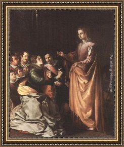Cleopatra Testing Poisons on Condemned Prisoners Cropped Framed Paintings - St Catherine Appearing to the Prisoners by Francisco de Herrera the Elder