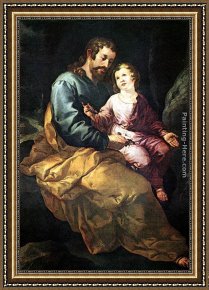 Joseph Heintz The Elder Framed Paintings - St Joseph and the Child by Francisco de Herrera the Elder