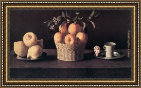 Zurbaran Framed Paintings - Still life with Oranges by Francisco de Zurbaran
