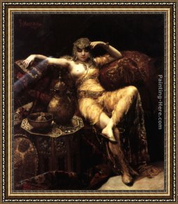 Beauty Framed Paintings - A Harem Beauty by Francisco Masriera y Manovens