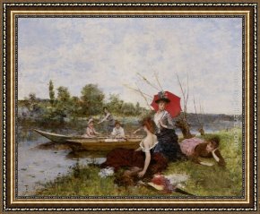 Miralles Framed Paintings - The Boating Party by Francisco Miralles