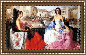 Spirit of The Dead Watching Framed Paintings - Elegant Women Watching a Bull Fight by Francisco Rodriguez San Clement