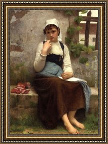 Jeune Bergere Debout Framed Paintings - Jeune Fille de Concarneau by Francois Alfred Delobbe