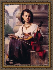Three Musicians Framed Paintings - The Young Musician by Francois Alfred Delobbe