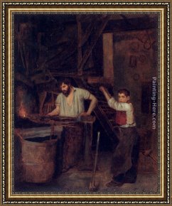 Blacksmith at His Forge Framed Paintings - The Blacksmith's Shop by Francois Bonvin