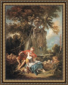 Autumn Woods Framed Paintings - An Autumn Pastoral by Francois Boucher