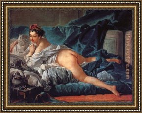 Francois Framed Paintings - Brown Odalisk by Francois Boucher
