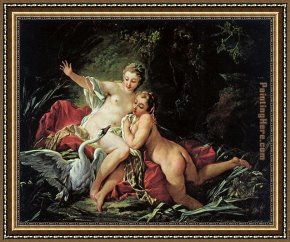 Leda Framed Paintings - Leda and the Swan by Francois Boucher