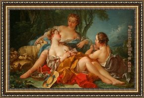 Le Vertige, Idylle Framed Paintings - les confidences pastorales by Francois Boucher