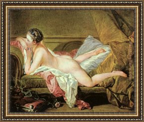 Nude Framed Paintings - Nude on a Sofa by Francois Boucher